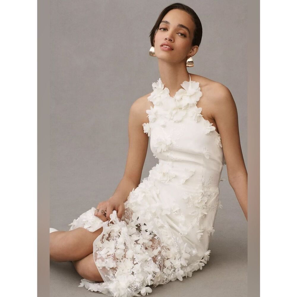 New Anthropologie Helsi Camilla Halter 3D Floral Midi Dress Size XL
